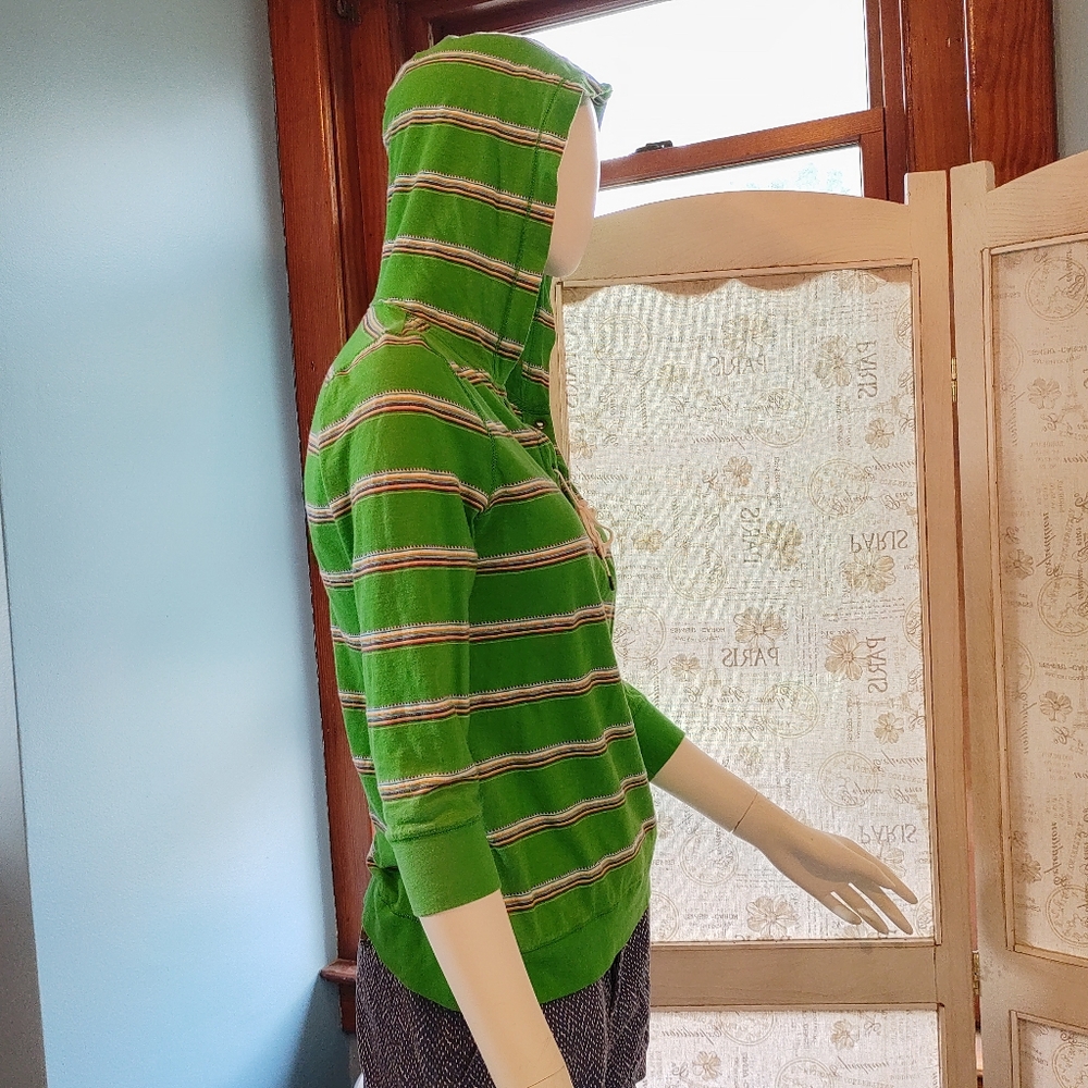 Ralph Lauren Green Striped Pullover hoodie Sz. M